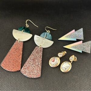 Anthropologie Earring Bundle - Three (3) Sparkly Pairs, Including Space Drop
